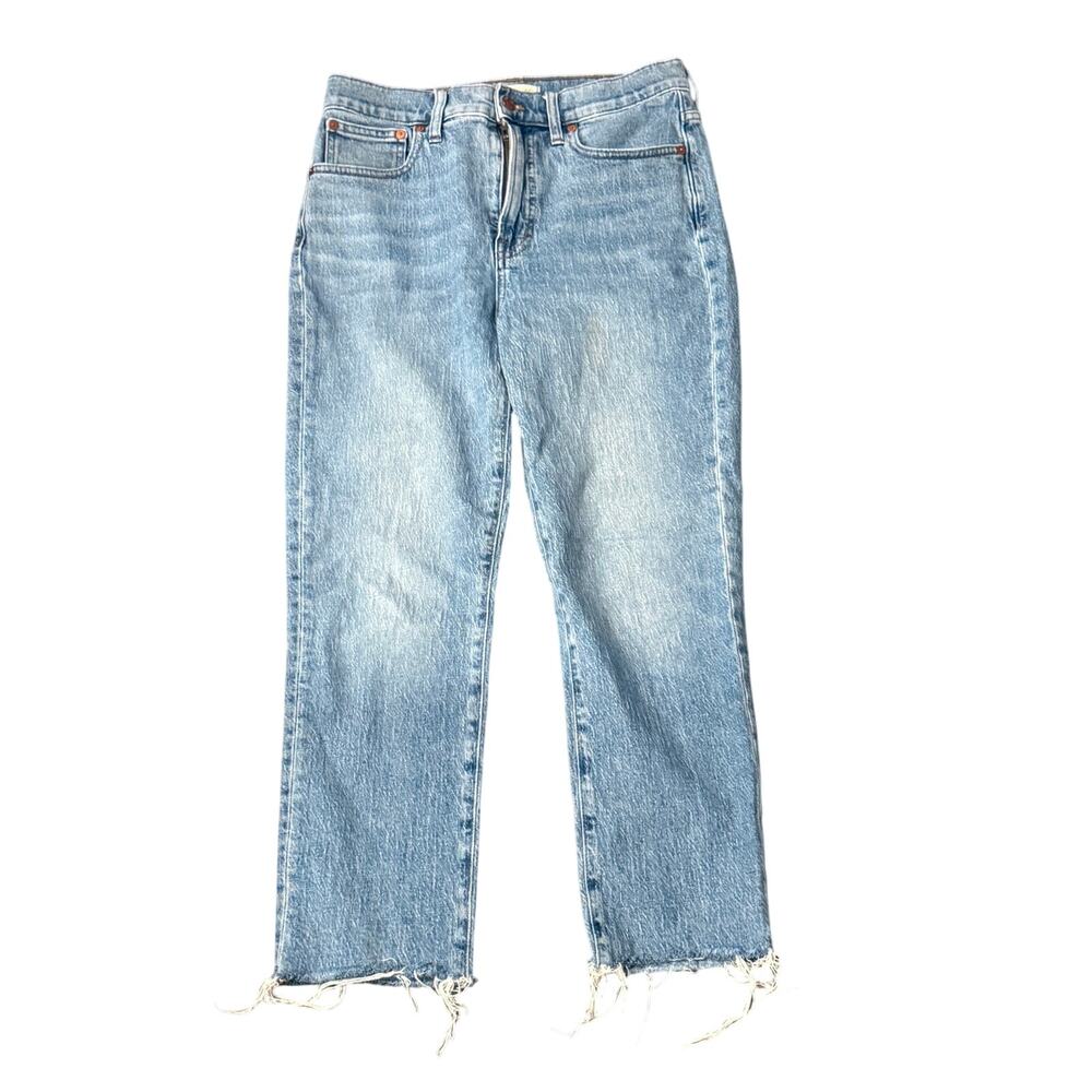 Madewell The Perfect Vintage Crop Jeans 28 Light Wash Raw Hem Straight Chic